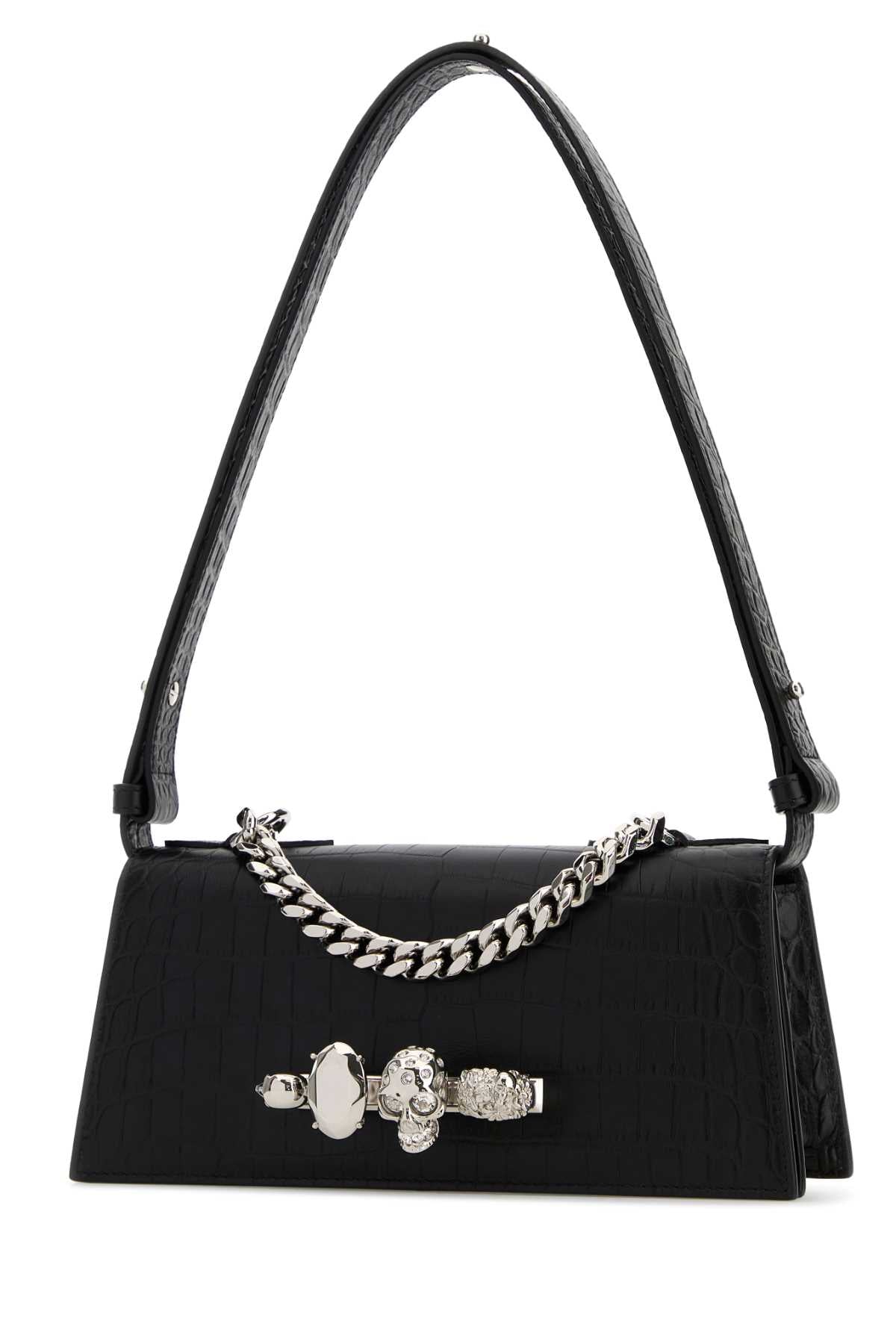 Alexander Mcqueen Women Black Leather Mini Jewelled Shoulder Bag
