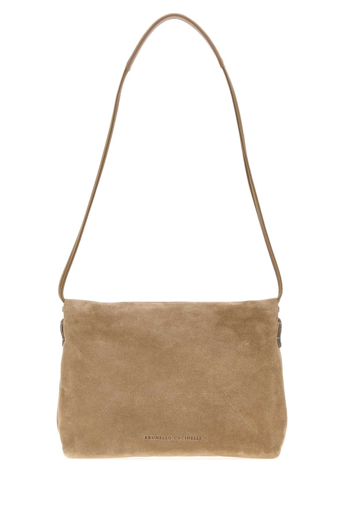 BRUNELLO CUCINELLI Brunello Cucinelli Women Beige Suede Shoulder Bag