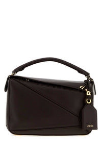 Loewe Women Dark Brown Nappa Leather Small Featherlight Puzzle Handbag