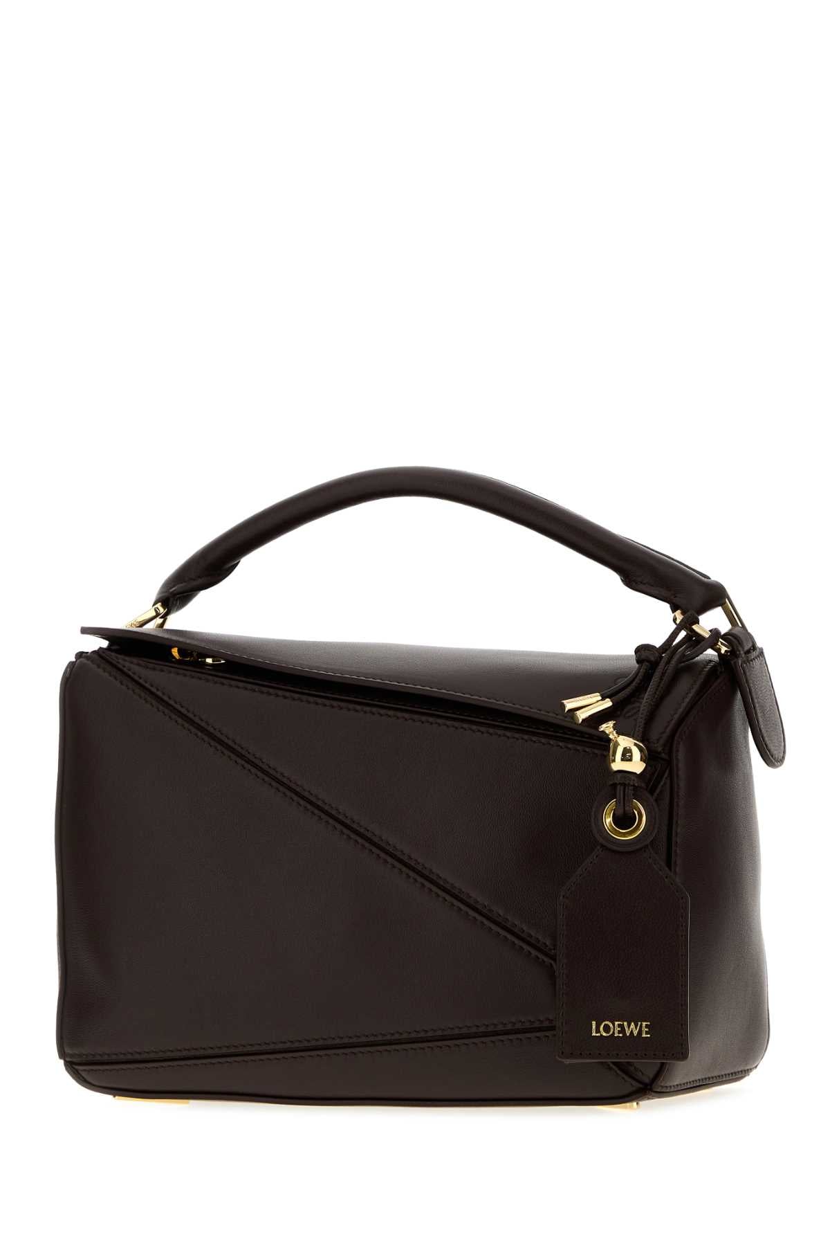 Loewe Women Dark Brown Nappa Leather Small Featherlight Puzzle Handbag