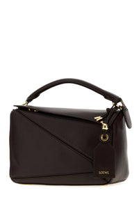 Loewe Women Dark Brown Nappa Leather Small Featherlight Puzzle Handbag