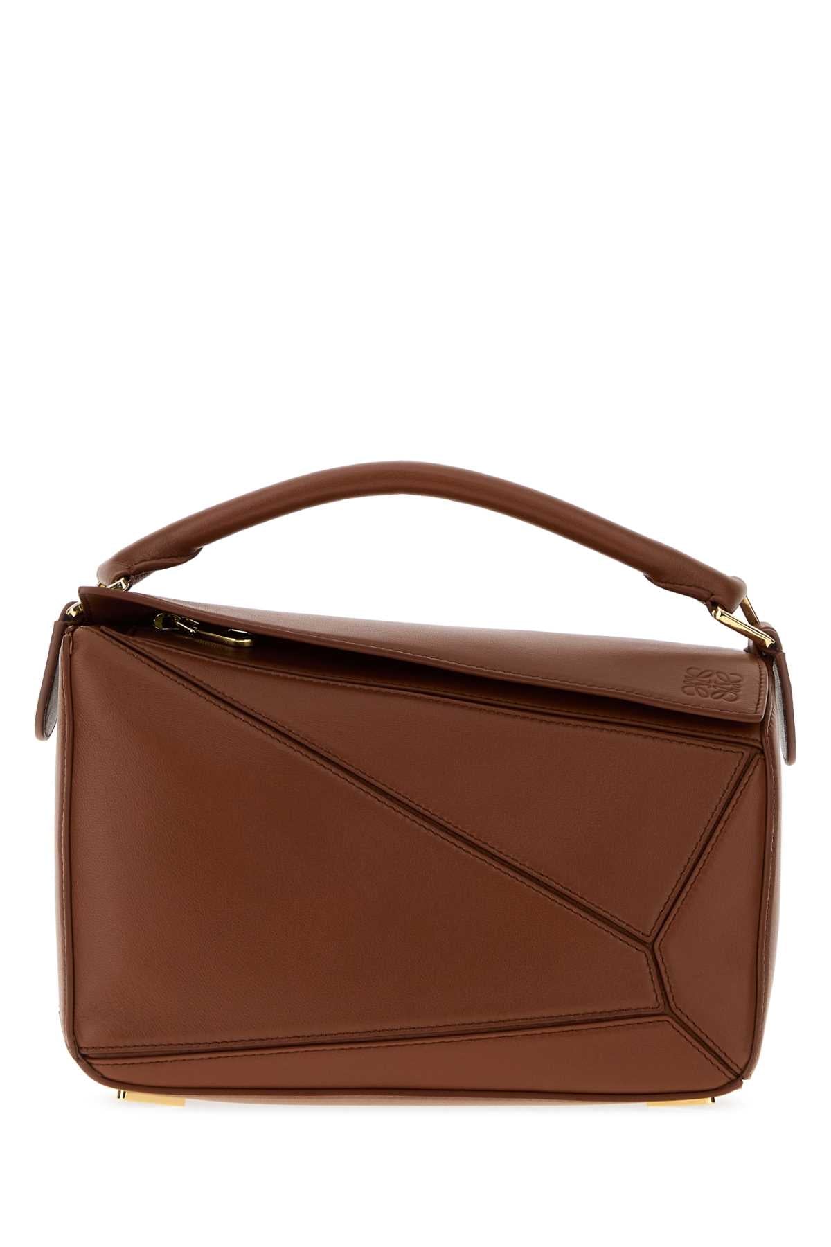 LOEWE Loewe Women Brown Nappa Leather Small Featherlight Puzzle Handbag