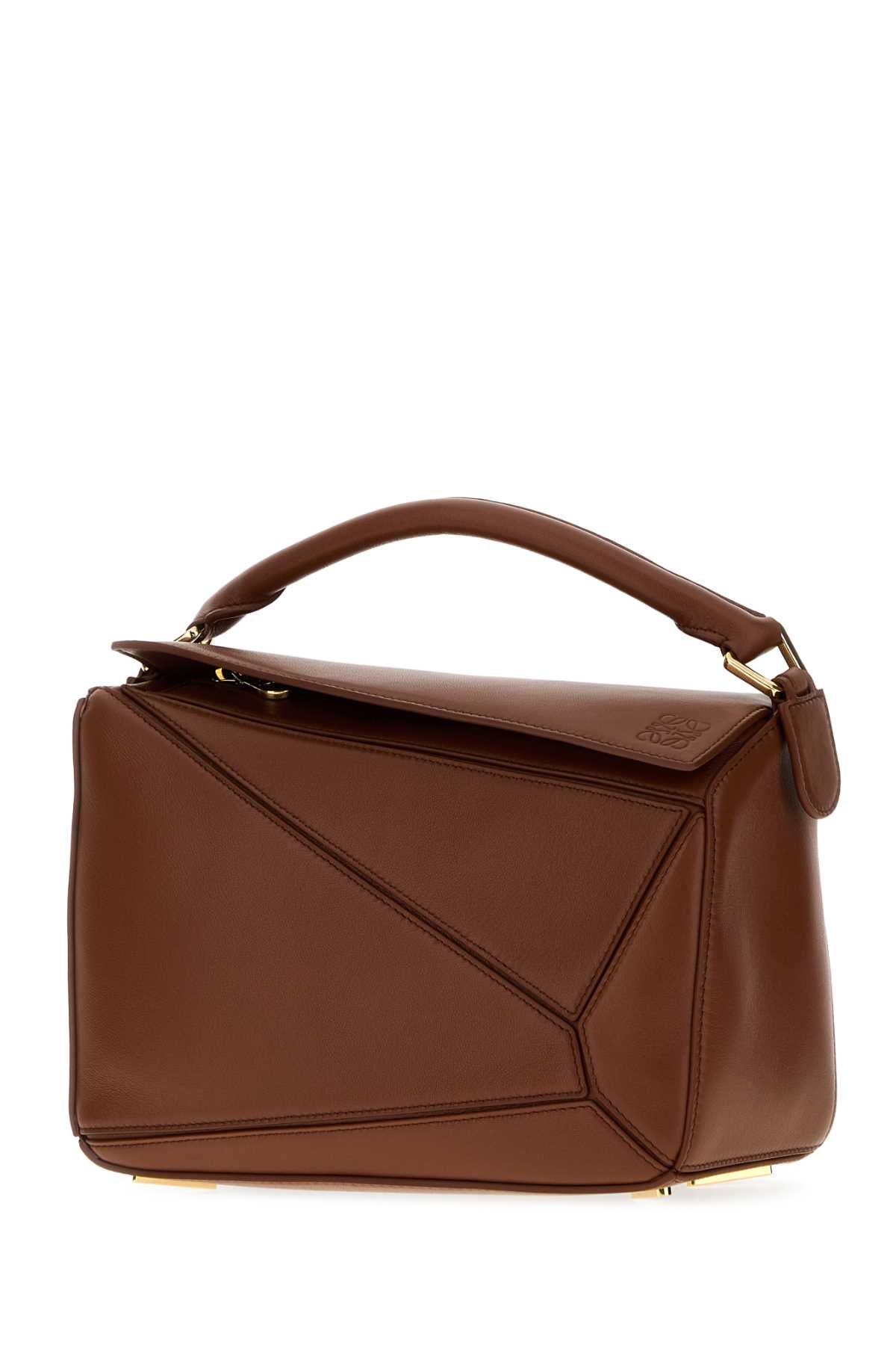LOEWE Loewe Women Brown Nappa Leather Small Featherlight Puzzle Handbag
