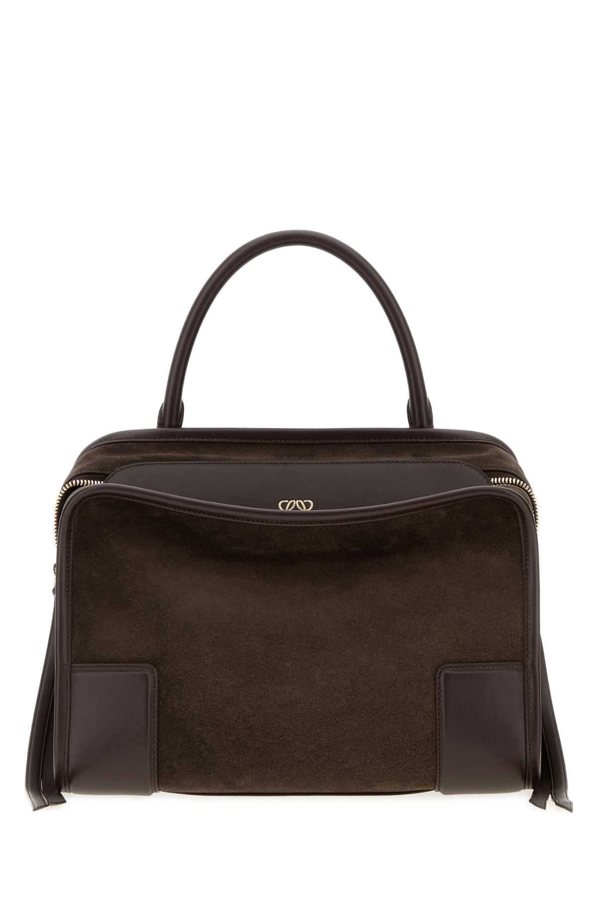 LOEWE Loewe Women Brown Suede Medium Amazona 180 Handbag