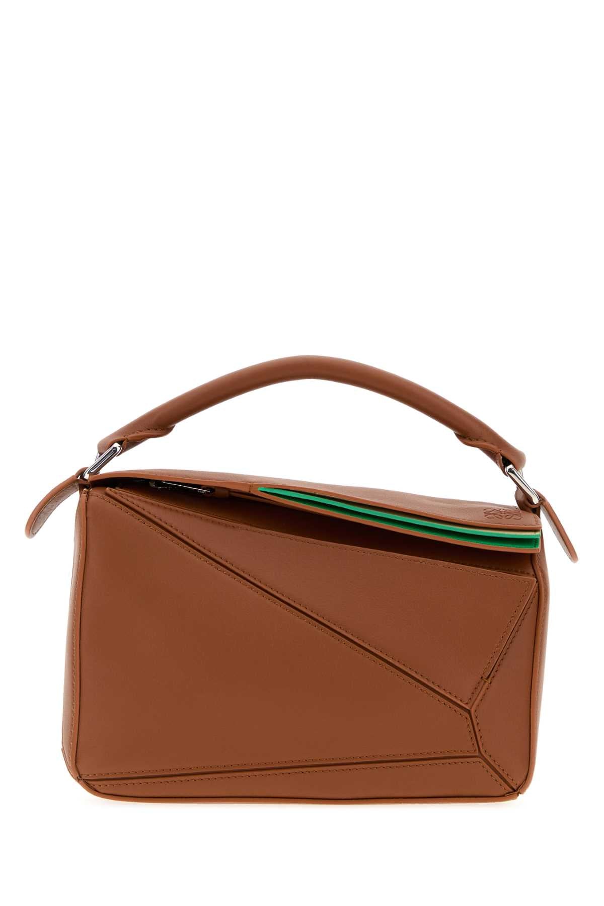 Loewe Women Caramel Leather Small Layered Puzzle Handbag