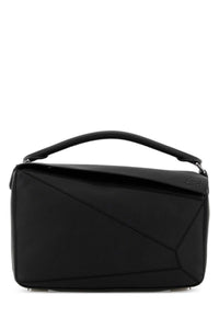 LOEWE Loewe Men Black Leather Large Puzzle Handbag
