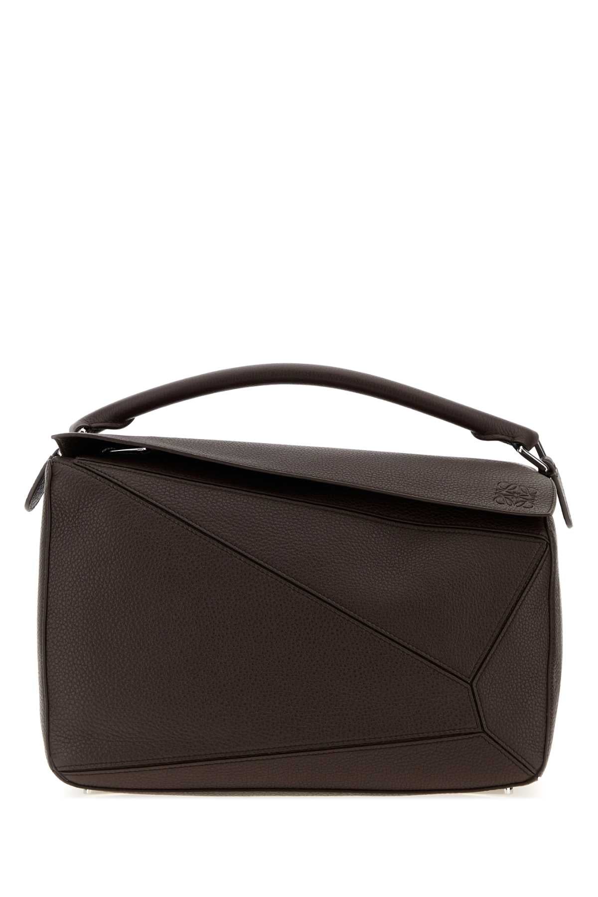 Loewe Men Dark Brown Leather Large Puzzle Handbag