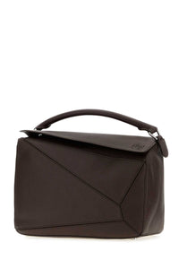 Loewe Men Dark Brown Leather Large Puzzle Handbag