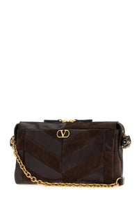 Valentino Garavani Women Brown Leather And Suede Panthea Crossbody Bag