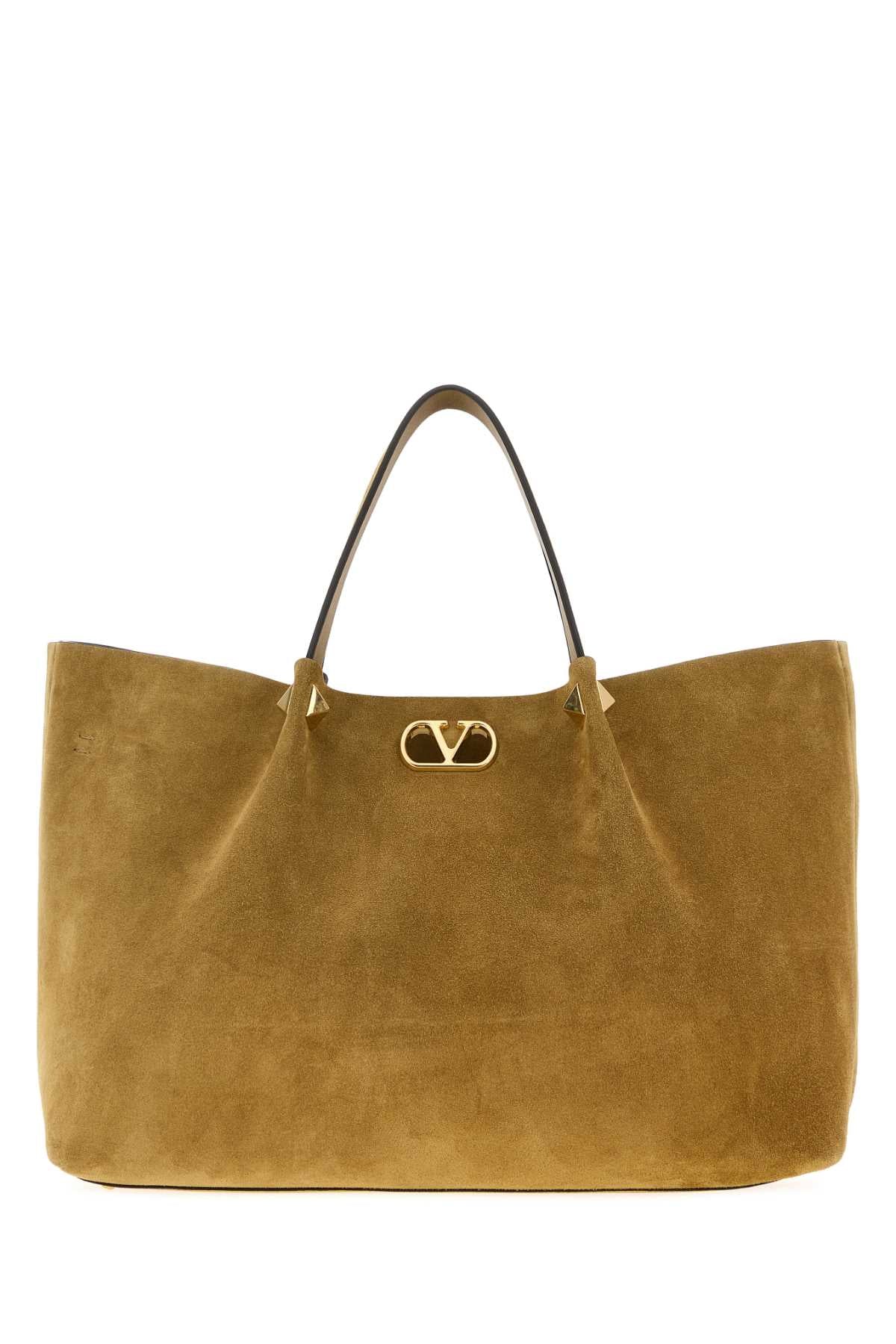VALENTINO GARAVANI Valentino Garavani Women Beige Suede Large Rockstud Shopping Bag