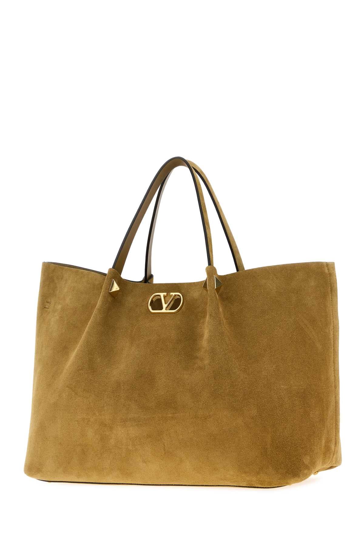 VALENTINO GARAVANI Valentino Garavani Women Beige Suede Large Rockstud Shopping Bag