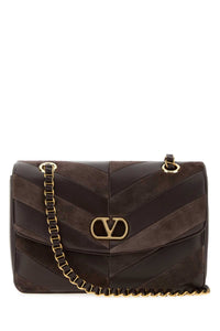 Valentino Garavani Women Brown Leather And Suede Medium Djuna Shoulder Bag