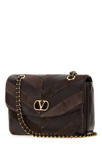 Valentino Garavani Women Brown Leather And Suede Medium Djuna Shoulder Bag
