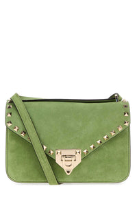 VALENTINO GARAVANI Valentino Garavani Women Green Suede Rockstud Crossbody Bag
