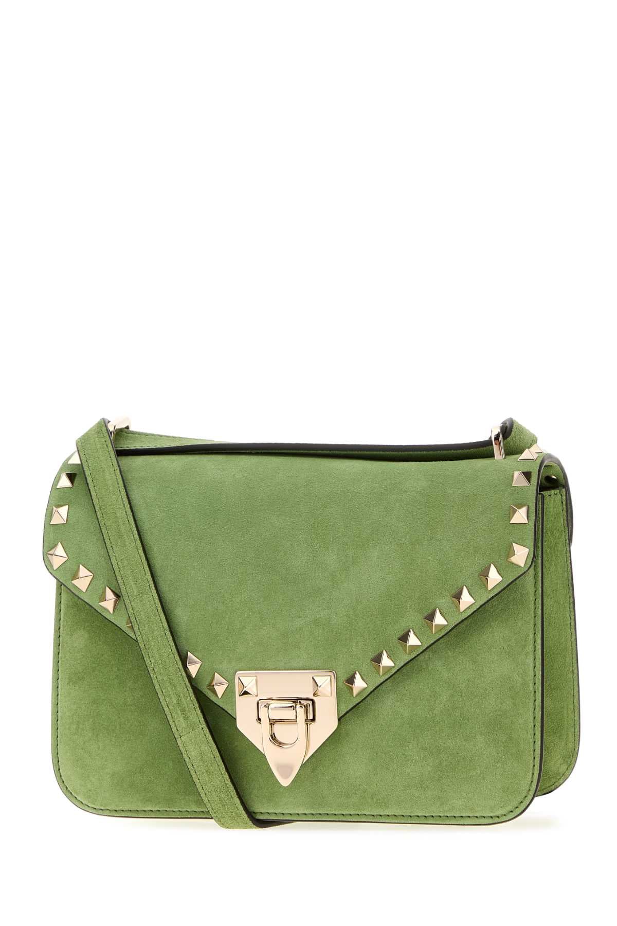 VALENTINO GARAVANI Valentino Garavani Women Green Suede Rockstud Crossbody Bag