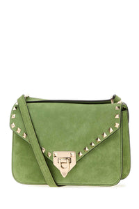VALENTINO GARAVANI Valentino Garavani Women Green Suede Rockstud Crossbody Bag