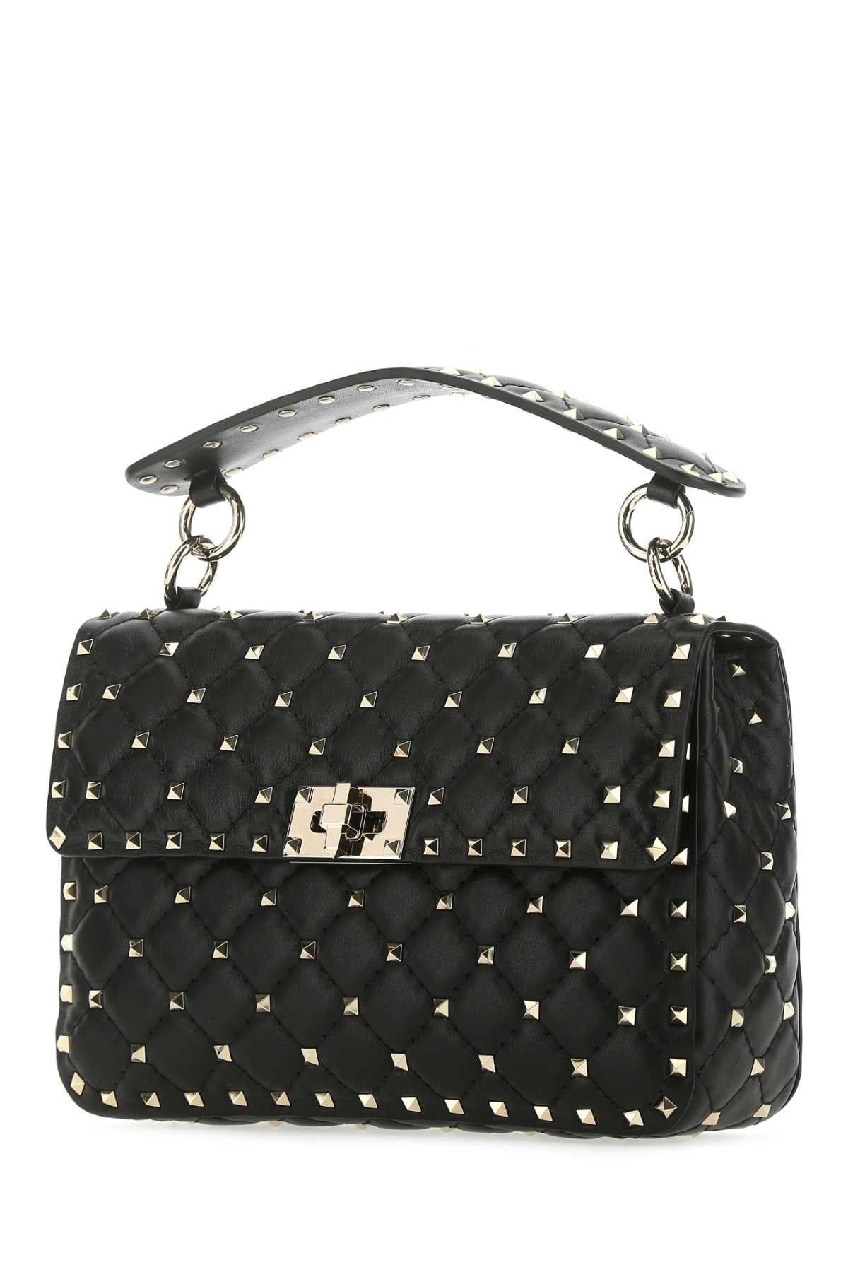 VALENTINO GARAVANI Valentino Garavani Women Black Nappa Leather Medium Rockstud Spike Handbag