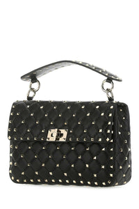 VALENTINO GARAVANI Valentino Garavani Women Black Nappa Leather Medium Rockstud Spike Handbag