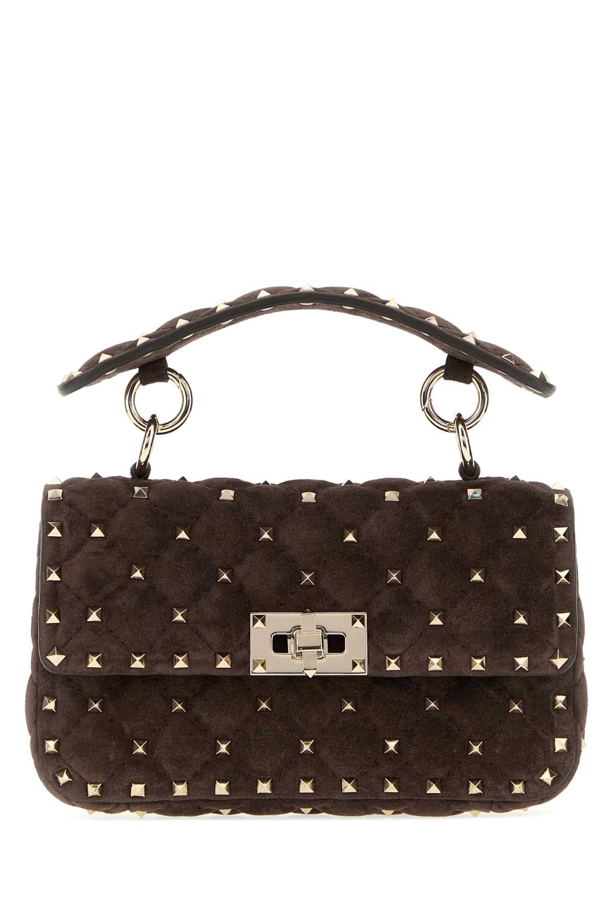 VALENTINO GARAVANI Valentino Garavani Women Brown Suede Rockstud Handbag