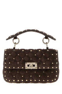 VALENTINO GARAVANI Valentino Garavani Women Brown Suede Rockstud Handbag