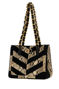 VALENTINO GARAVANI Valentino Garavani Women Multicolor Leather And Suede Le Seine Shopping Bag