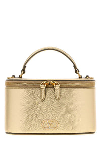 Valentino Garavani Women Gold Leather Vlogo Signature Handbag