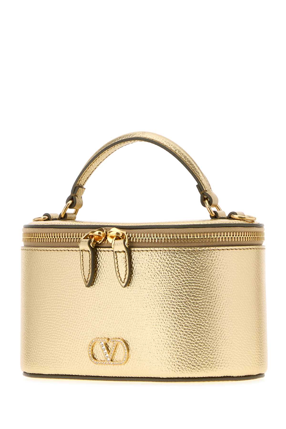 Valentino Garavani Women Gold Leather Vlogo Signature Handbag