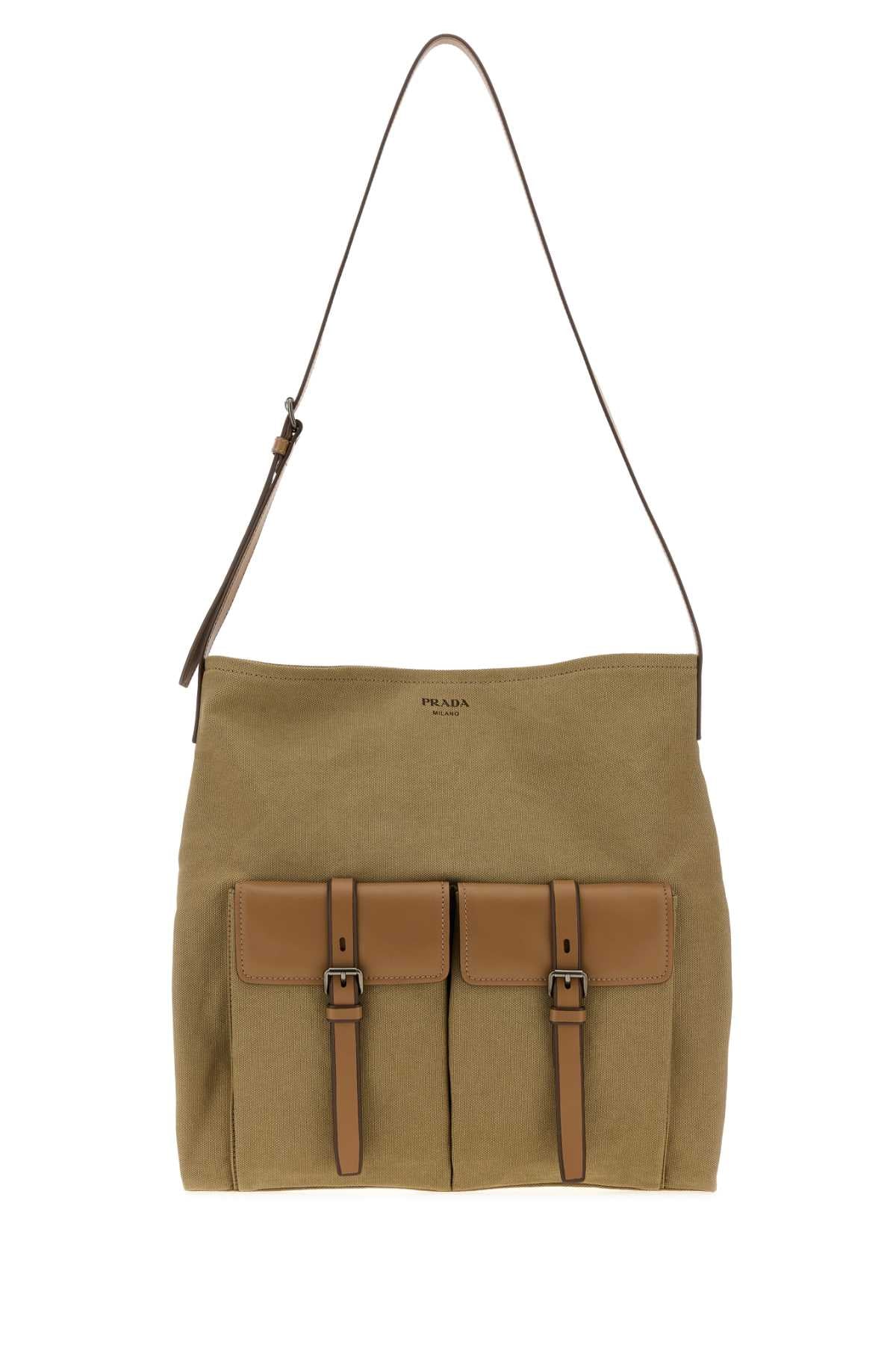 Prada Men Khaki Canvas Prada Route Shopping Bag
