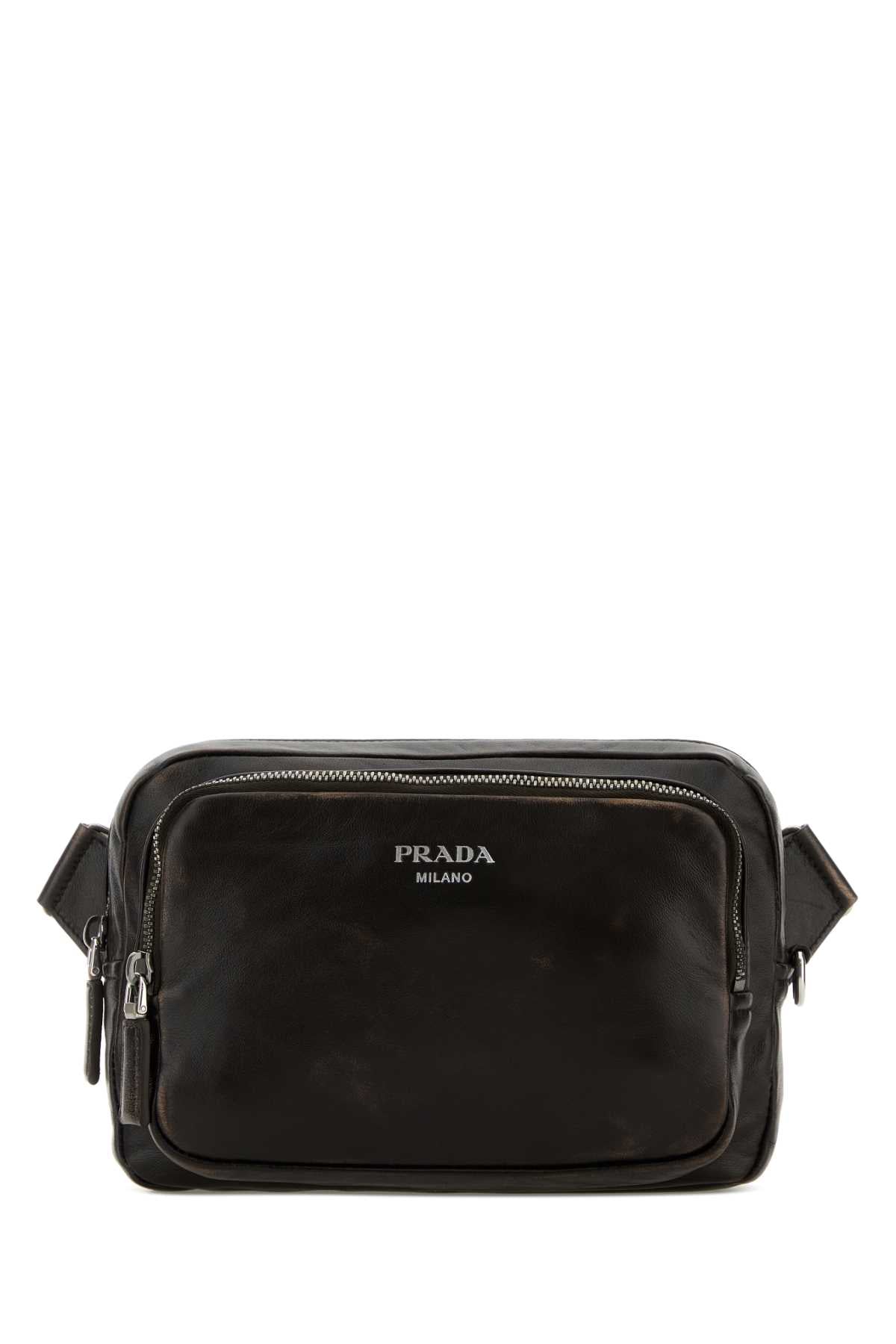 Prada Men Dark Brown Nappa Leather Crossbody Bag