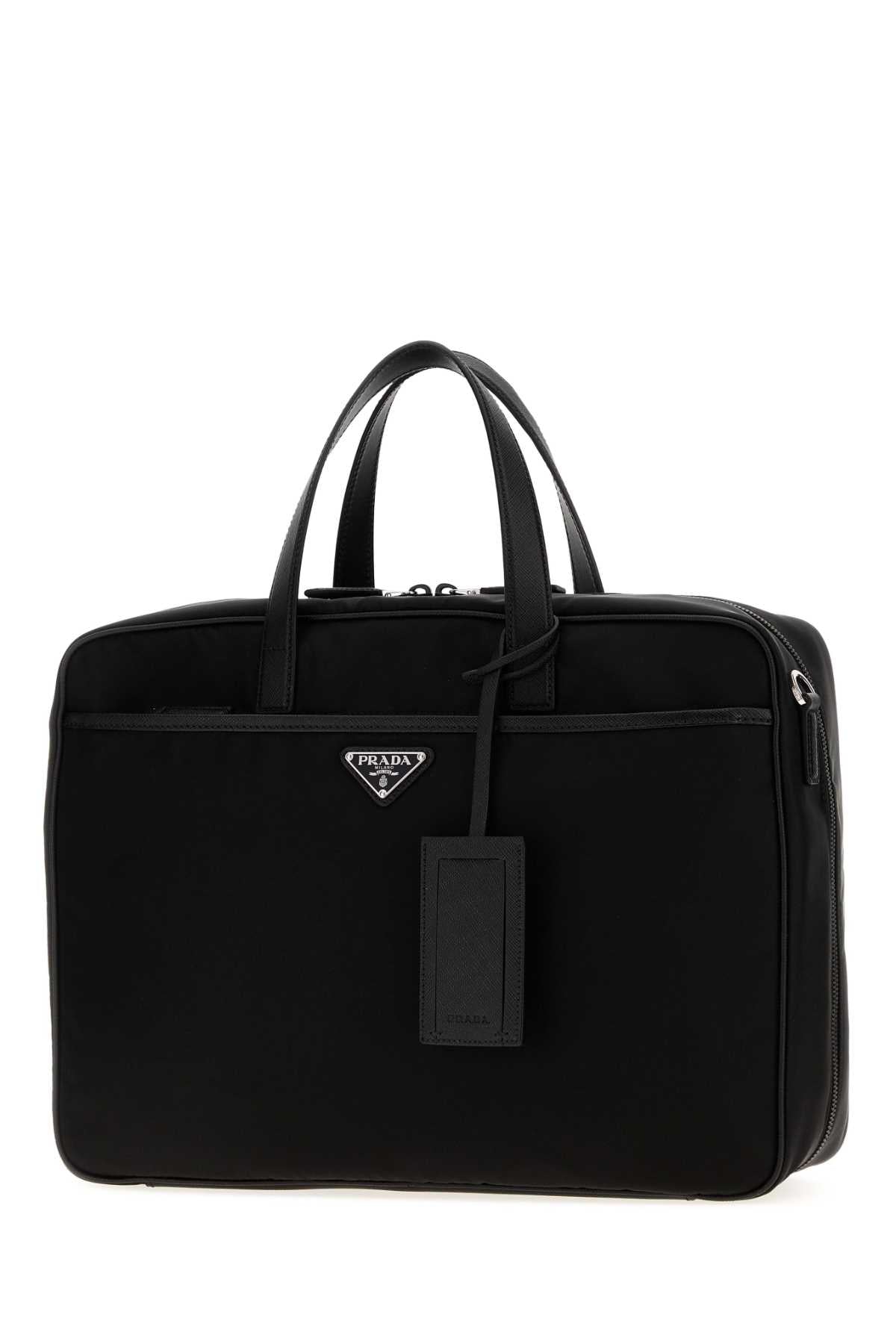 Prada Men Black Canvas Briefcase