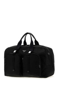 Prada Men Black Canvas Travel Bag