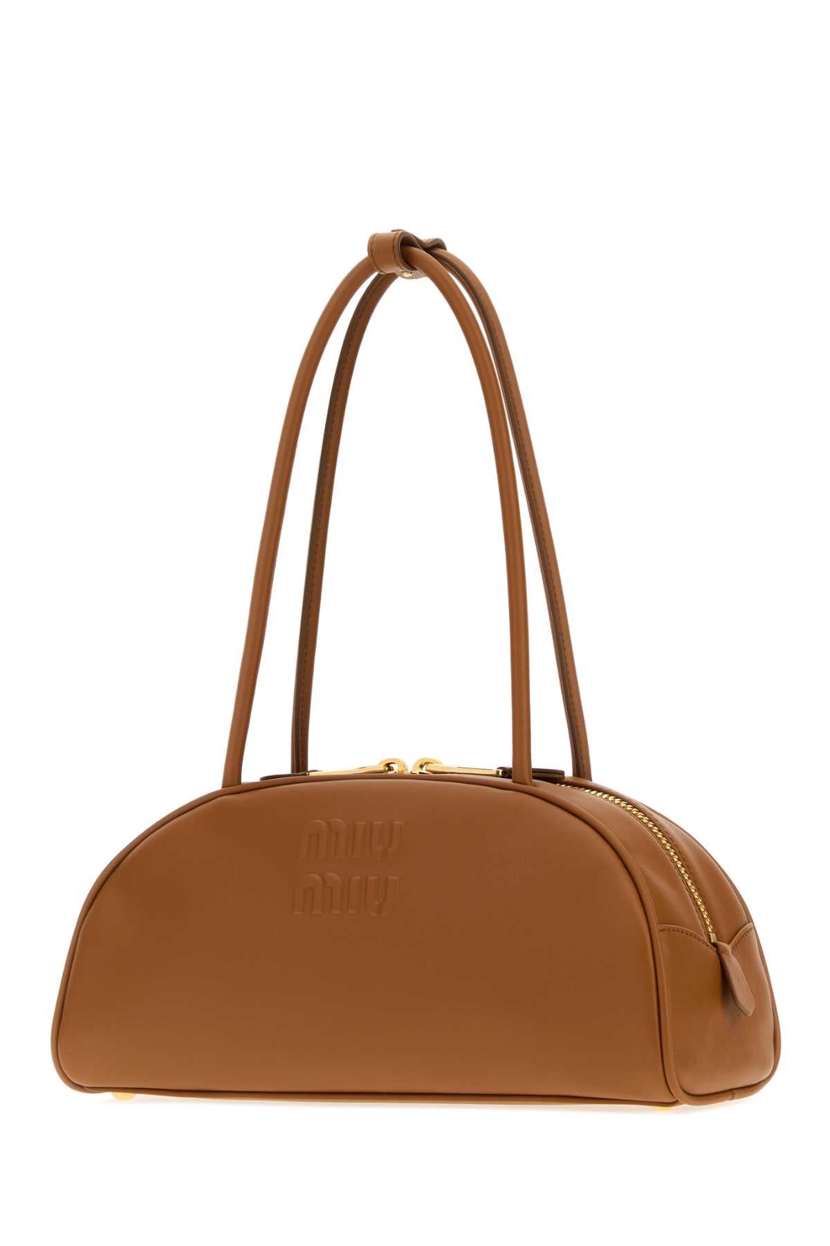 Miu Miu Women Caramel Leather Beau Shoulder Bag