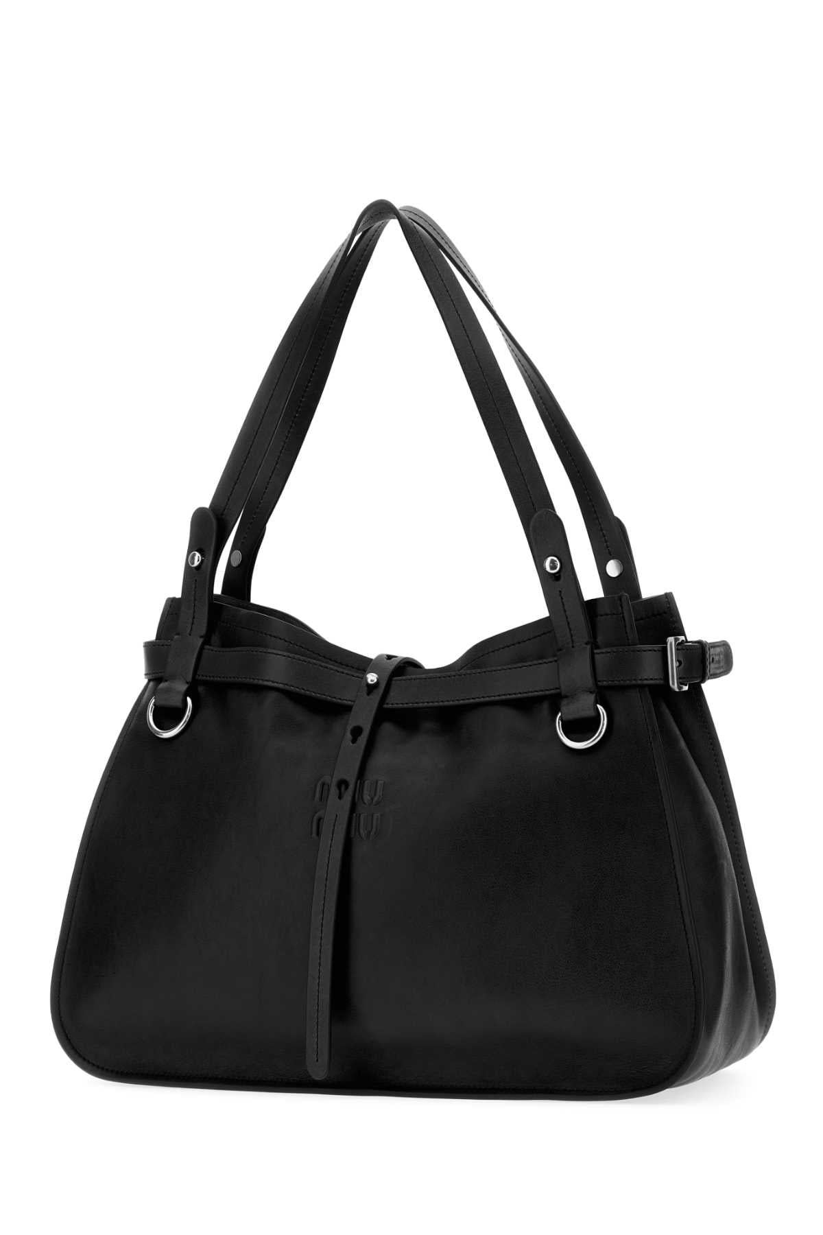 Miu Miu Women Black Leather Shopping Bag
