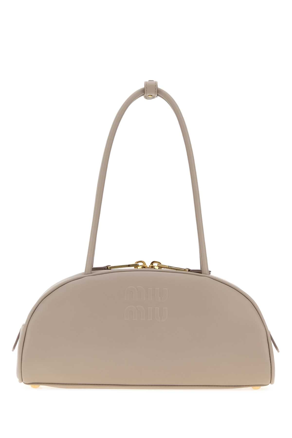 Miu Miu Women Dove Grey Leather Beau Shoulder Bag