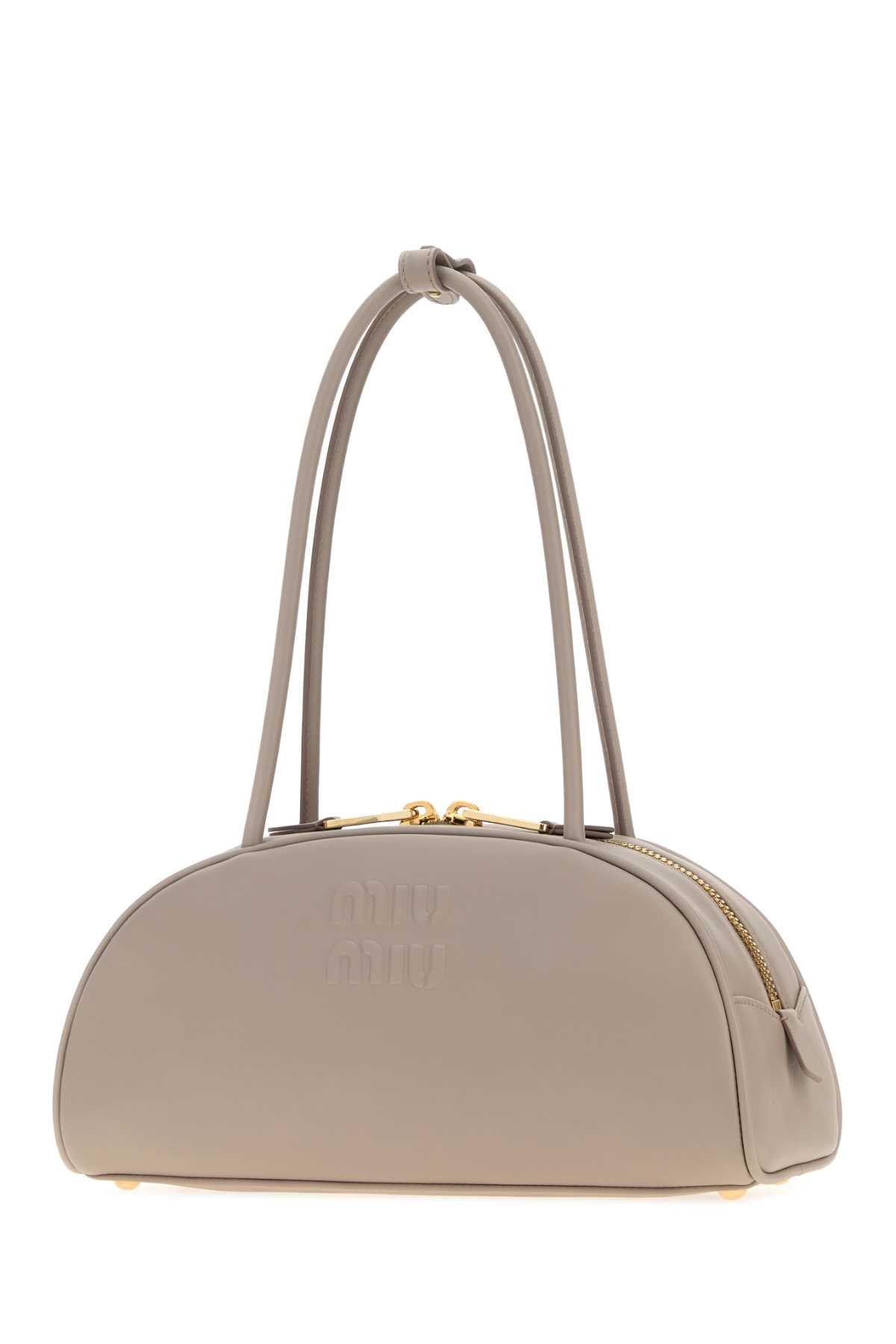 Miu Miu Women Dove Grey Leather Beau Shoulder Bag