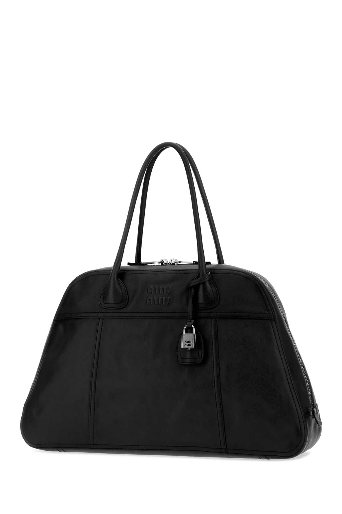 Miu Miu Women Black Leather Vivant Shopping Bag