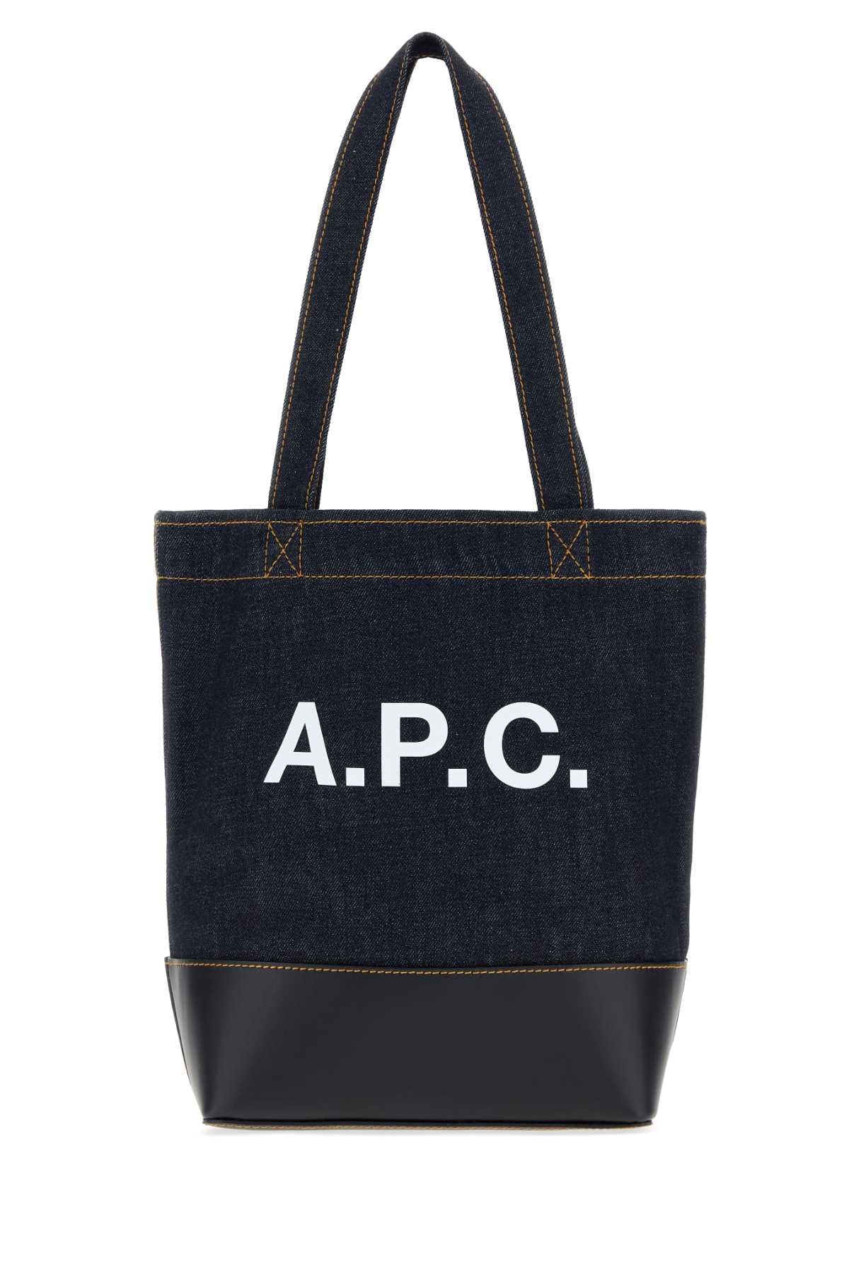 A.P.C. Unisex Dark Blue Denim And Leather Axelle Shopping Bag
