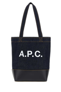 A.P.C. Unisex Dark Blue Denim And Leather Axelle Shopping Bag