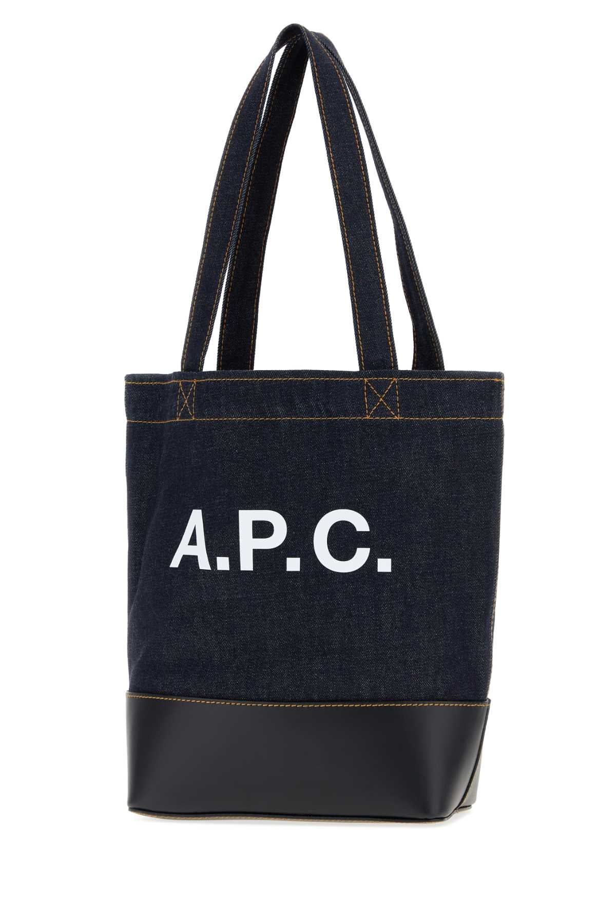 A.P.C. Unisex Dark Blue Denim And Leather Axelle Shopping Bag
