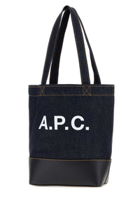 A.P.C. Unisex Dark Blue Denim And Leather Axelle Shopping Bag