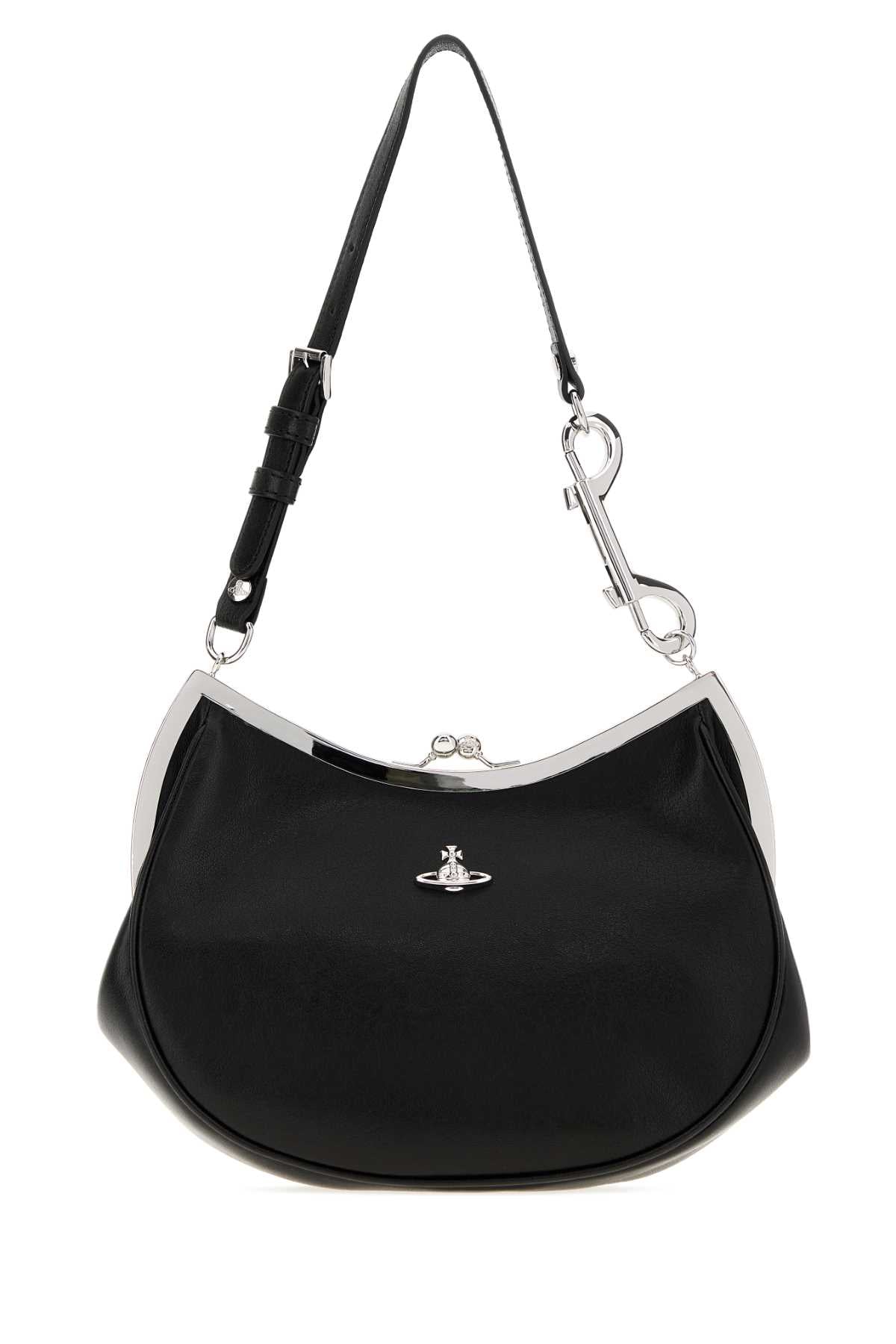 VIVIENNE WESTWOOD Vivienne Westwood Women Black Leather Charm Frame Purse Shoulder Bag