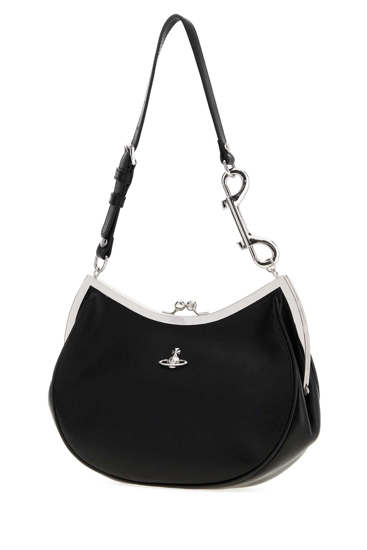 VIVIENNE WESTWOOD Vivienne Westwood Women Black Leather Charm Frame Purse Shoulder Bag