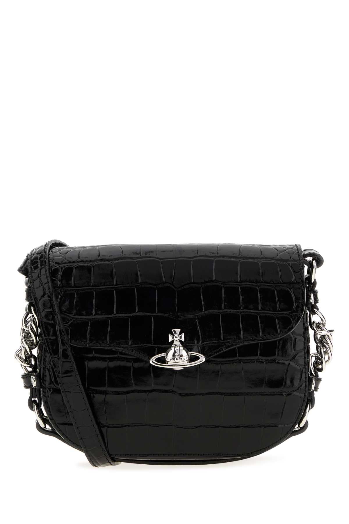Vivienne Westwood Women Black Leather Hunter Shoulder Bag