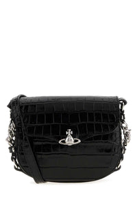 Vivienne Westwood Women Black Leather Hunter Shoulder Bag