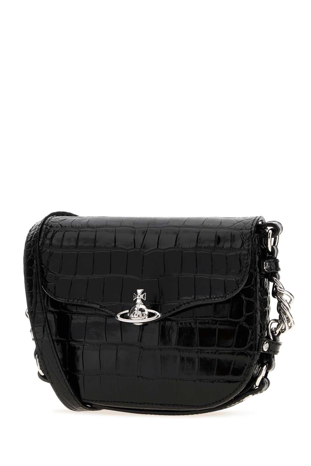 Vivienne Westwood Women Black Leather Hunter Shoulder Bag