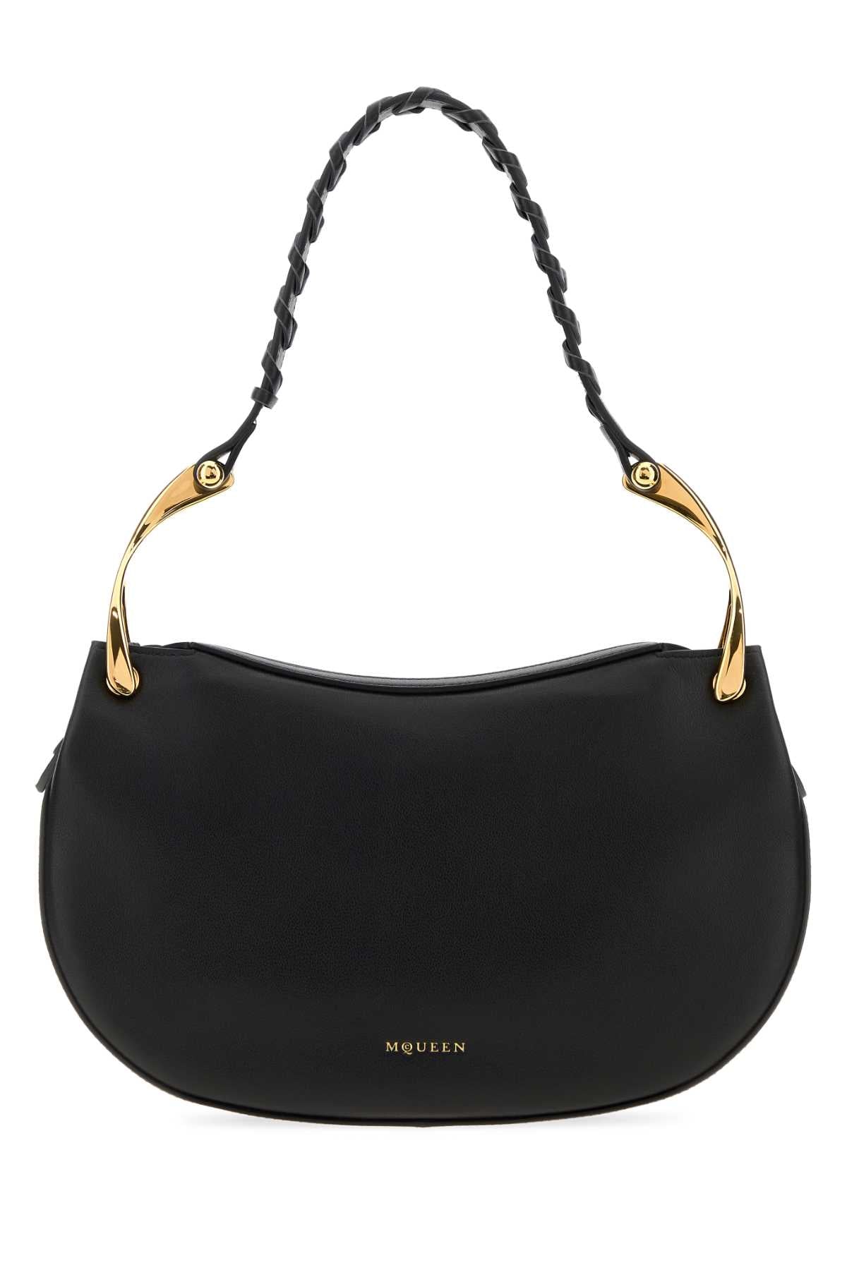 Alexander Mcqueen Women Black Leather Wishbone Shoulder Bag