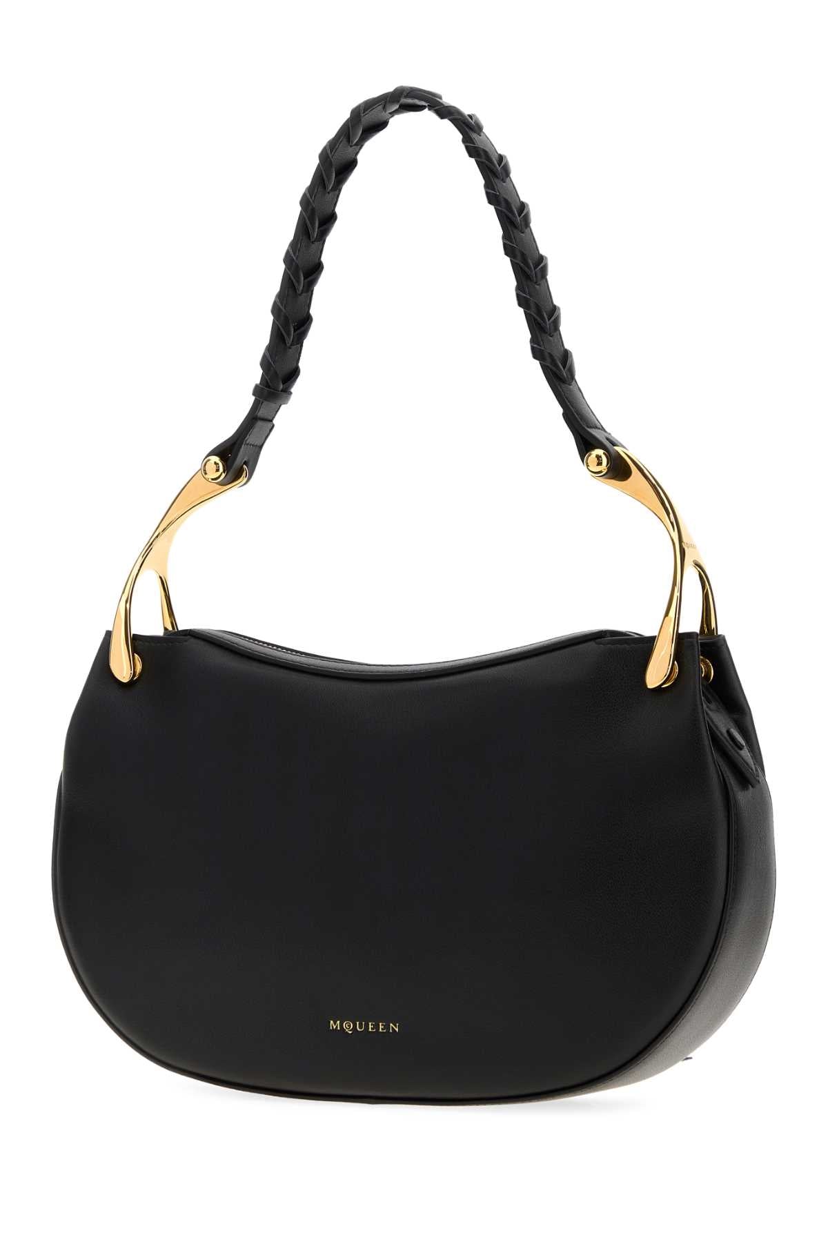 Alexander Mcqueen Women Black Leather Wishbone Shoulder Bag