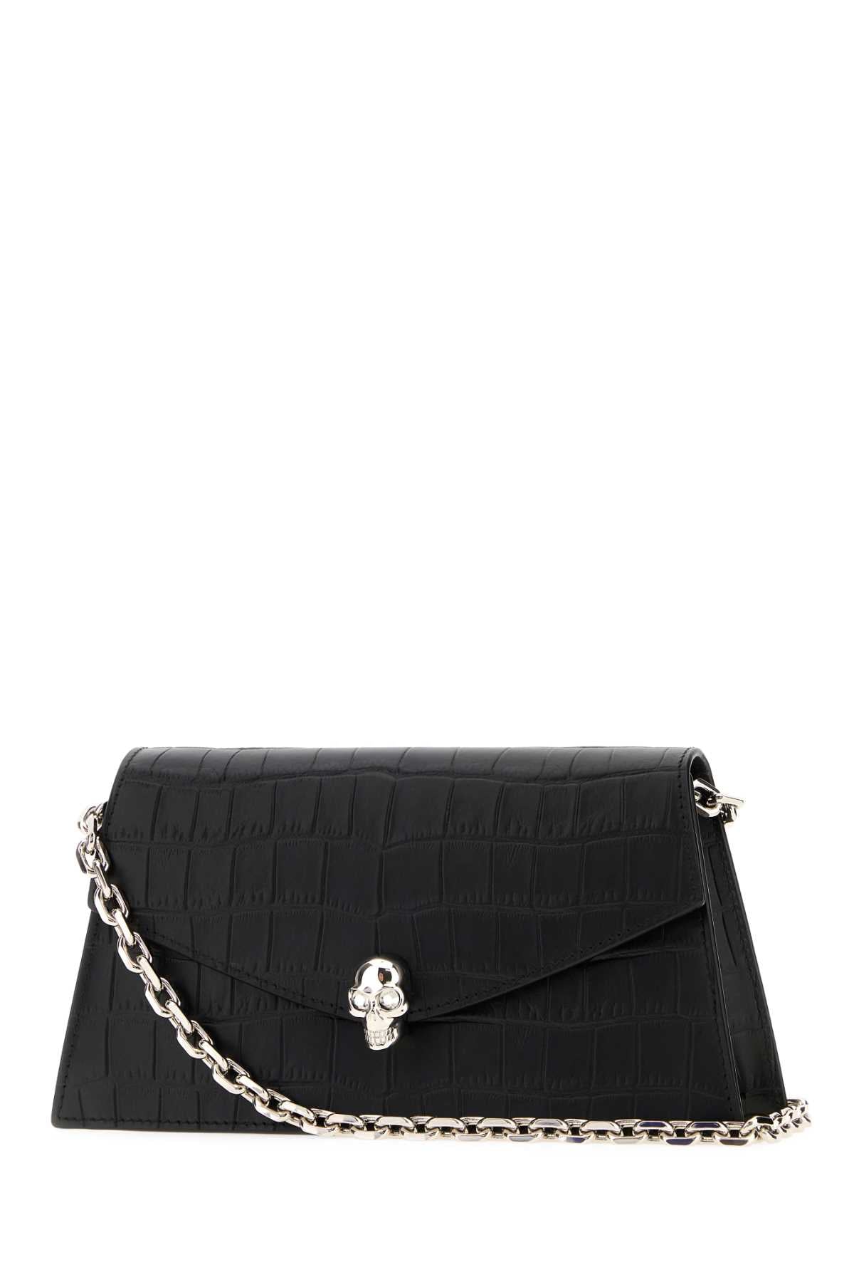 Alexander Mcqueen Women Black Leather Mini Skull Crossbody Bag
