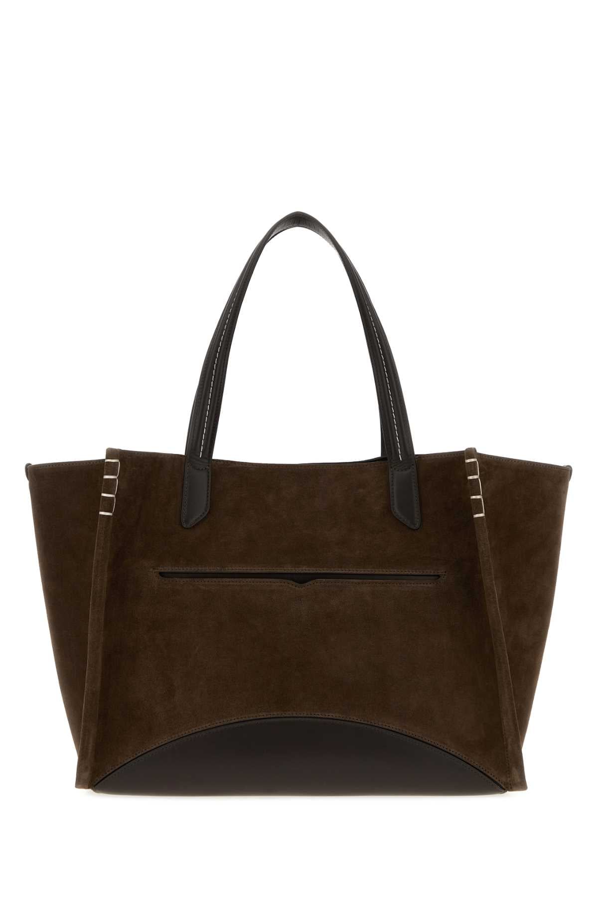 Jw Anderson Women Chocolate Suede Loafer Shopping Bag