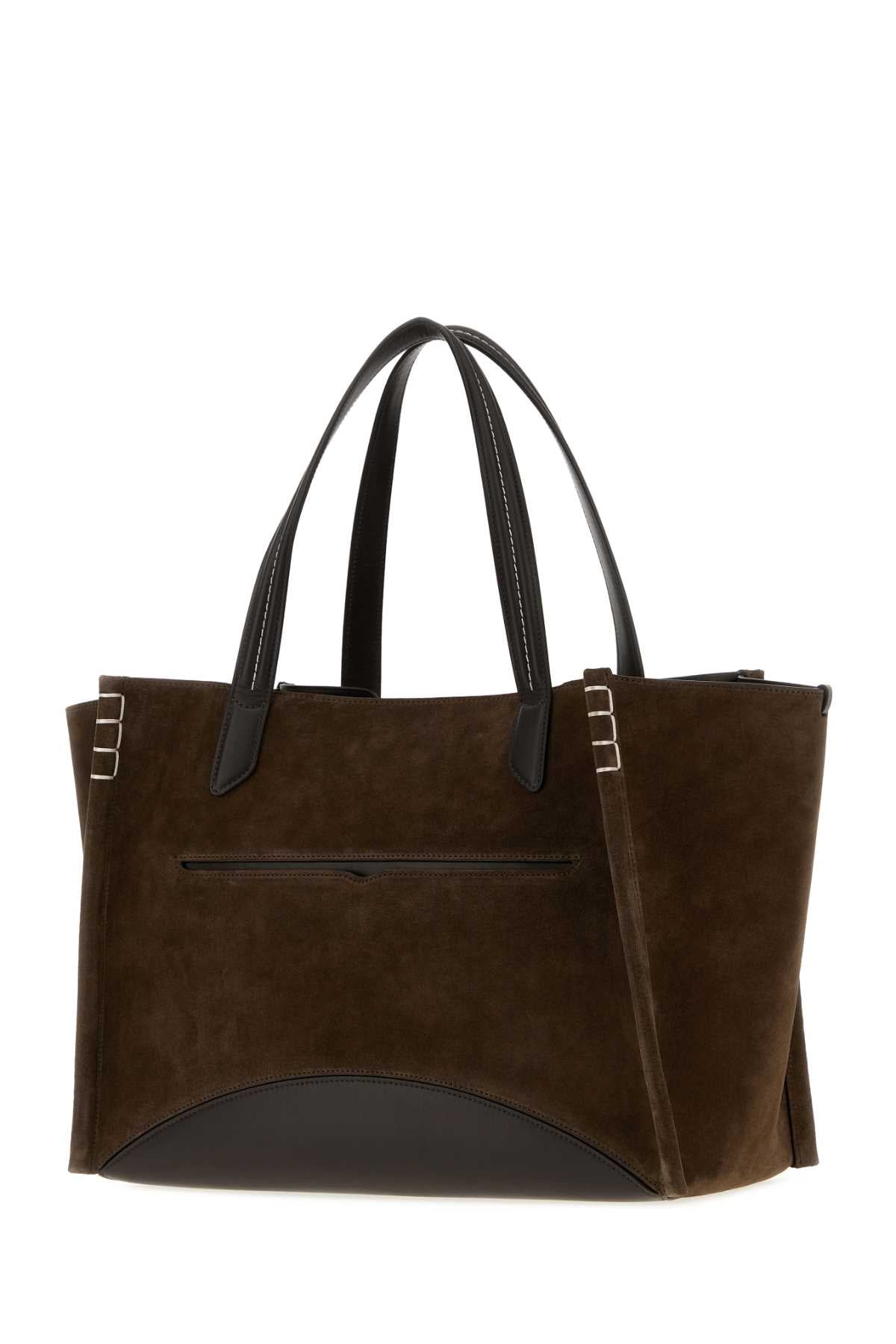 Jw Anderson Women Chocolate Suede Loafer Shopping Bag